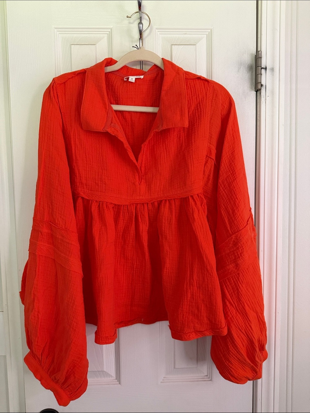 BUCKETLIST Vibrant orange Peasant Blouse